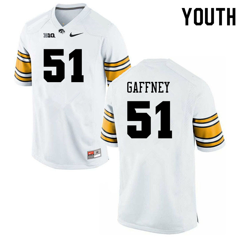 Youth #51 Luke Gaffney Iowa Hawkeyes College Football Alternate Jerseys Sale-White - Click Image to Close